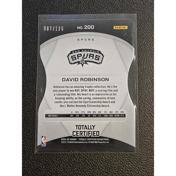 2024-25 Totally Certified David Robinson Mirror Red Platinum Die Cuts #/125 - Picture 2 of 2